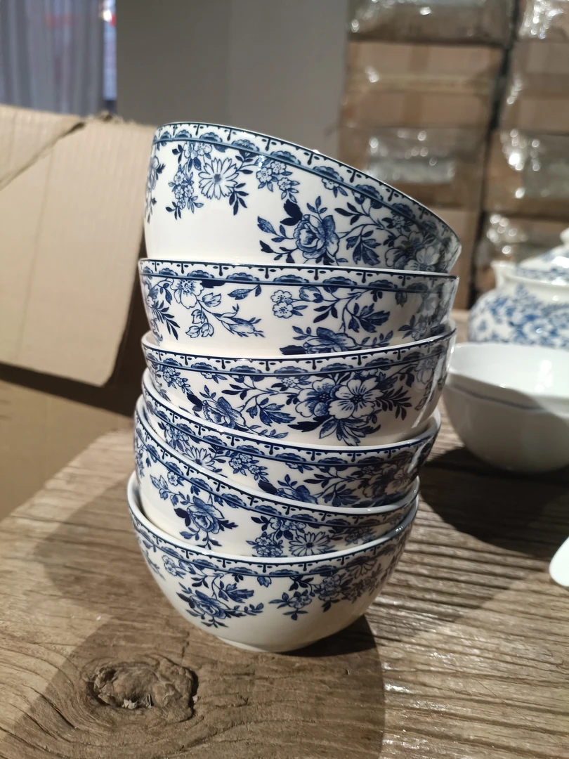 磁州窑出口青花米饭碗六个《微瑕完美勿拍》