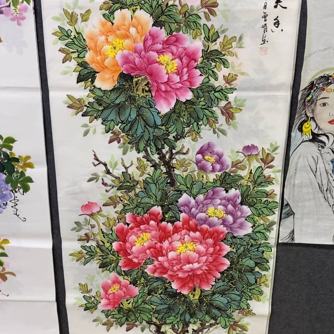 国画140✖️70洒金牡丹花画画画