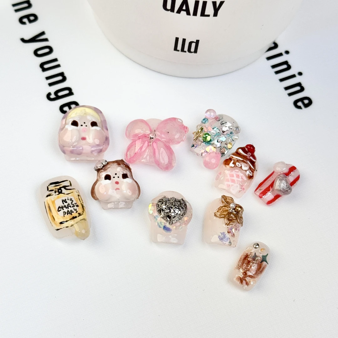 【我胖我乐意】爆款高级感精致小众流行娃娃头捏捏纯手工穿戴甲