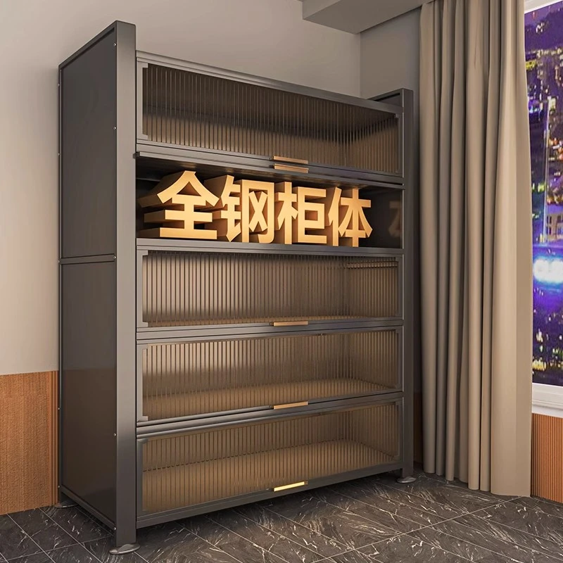 钢制书柜家用防尘免打孔落地多层储物柜客厅书房收纳置物柜