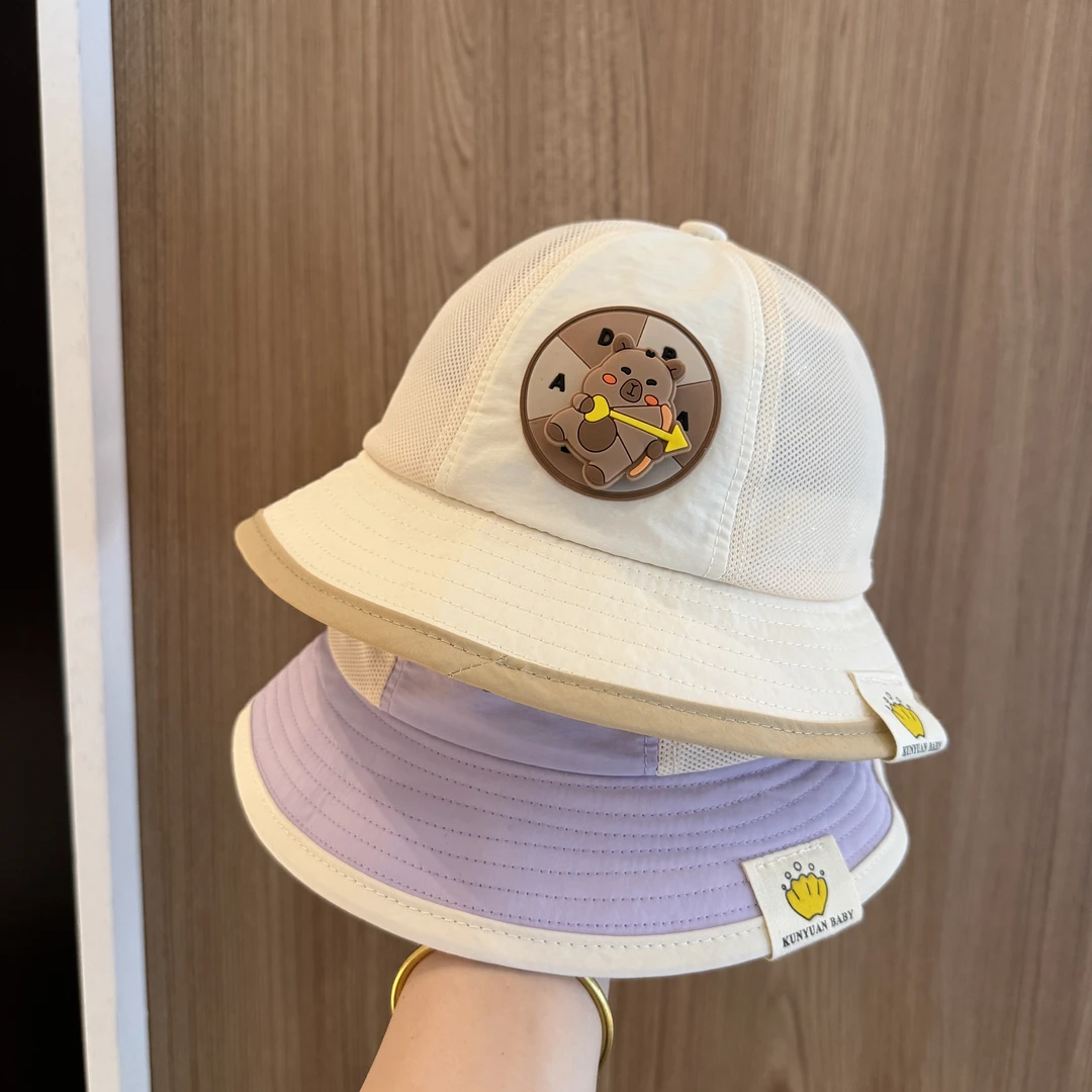 男宝宝帽子夏季网眼透气遮阳渔夫帽婴幼儿可爱防晒男童太阳盆帽夏