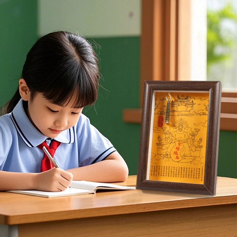 文昌帝君金榜题名相框9层13层文昌塔木质小摆台逢考必过书桌摆件9