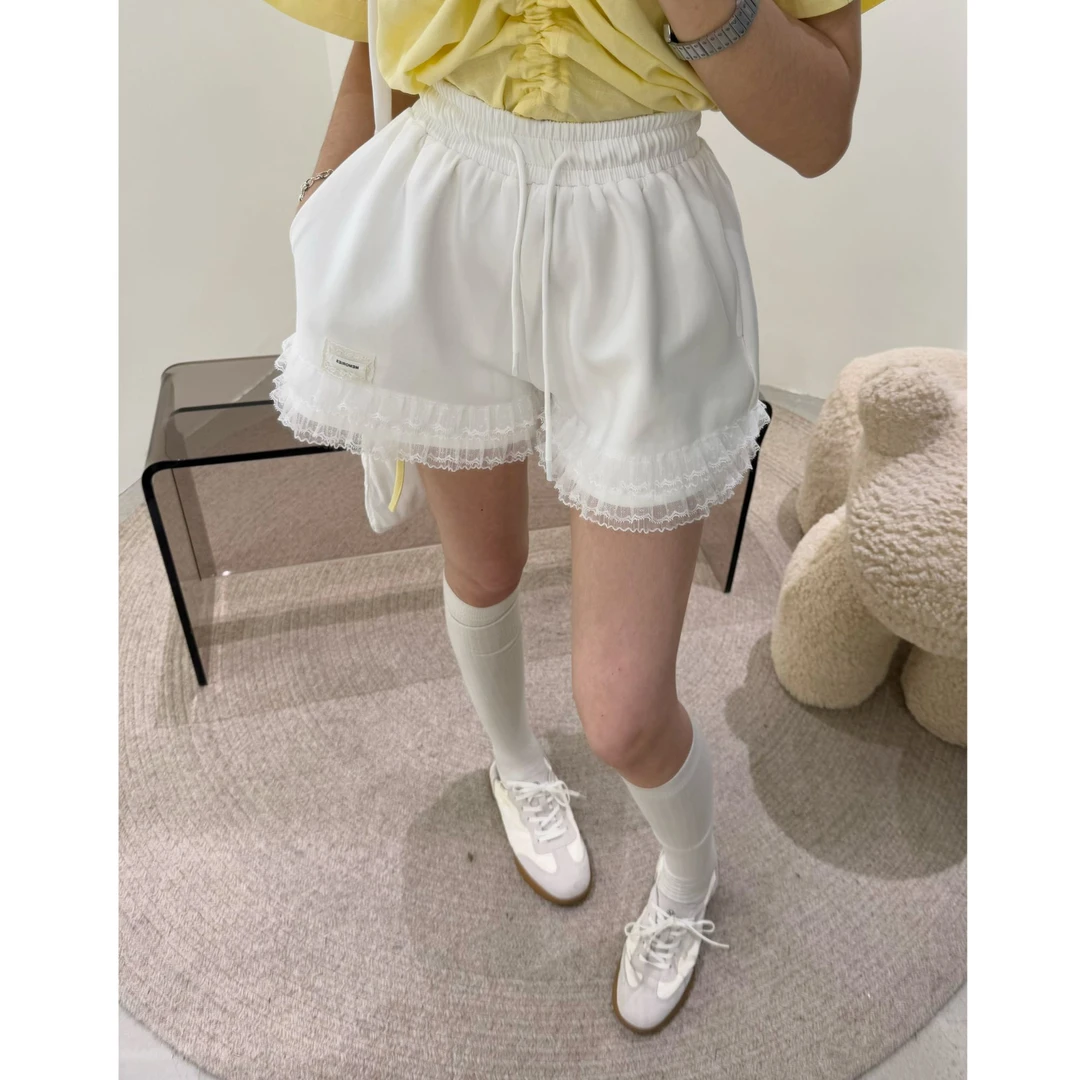 【逆龄生长】原单泡菜定制蕾丝花边贴标休闲短裤