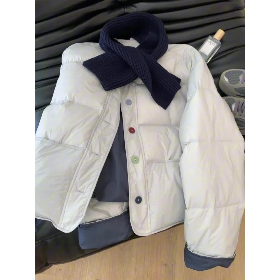 个性单排扣短款面包服女百搭冬季新款棉服外套小众设计感棉衣