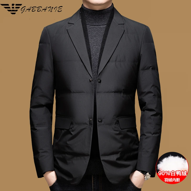 意大利专柜品牌男士西装羽绒服冬季商务休闲中年轻薄休闲鸭绒外套