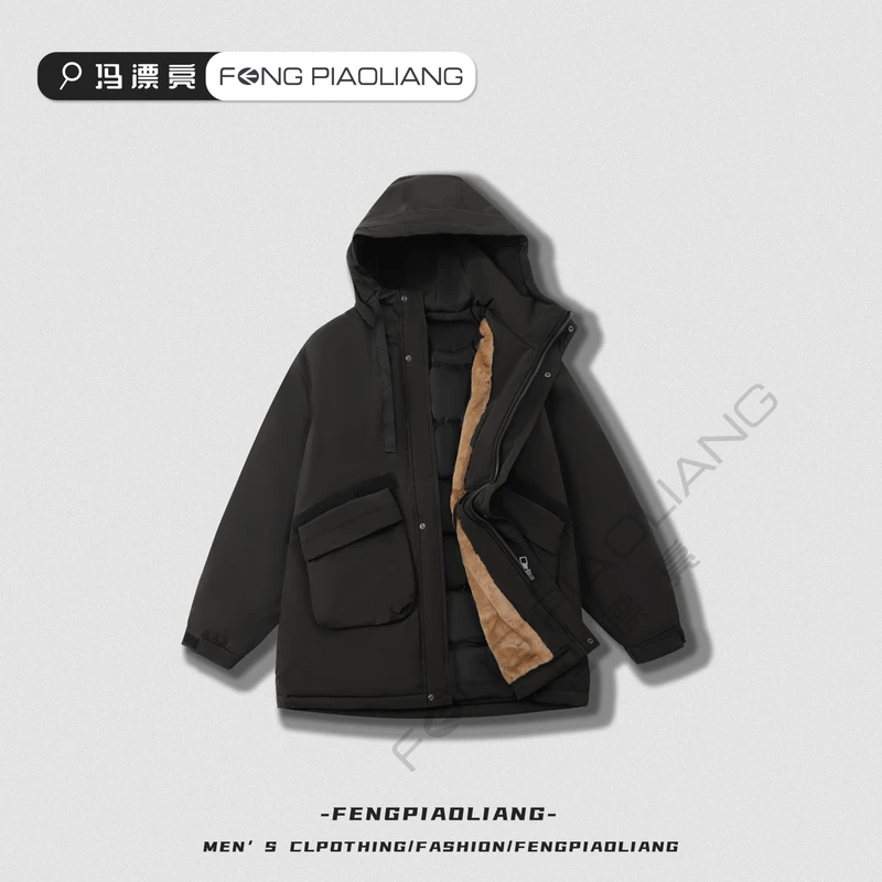 【寒冰射手90绒羽绒服】5532冬季简约工装中长款保暖蓄热情侣款