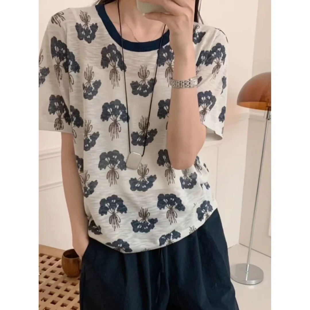 （兰陵花）晕染减龄清新慵懒短袖设计感女士 M95 J09283