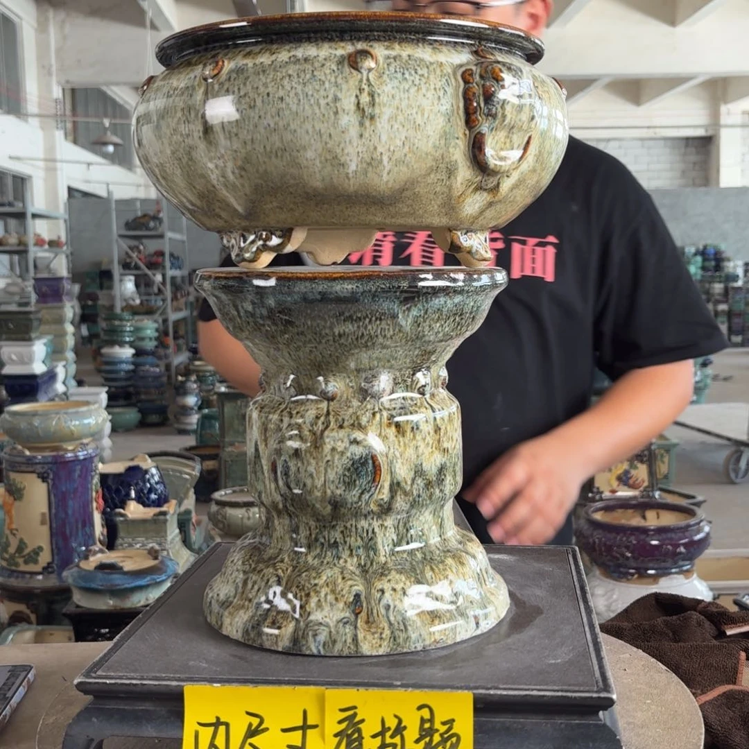 。一风堂石湾花盆 内20*10 高37 打磨痕迹