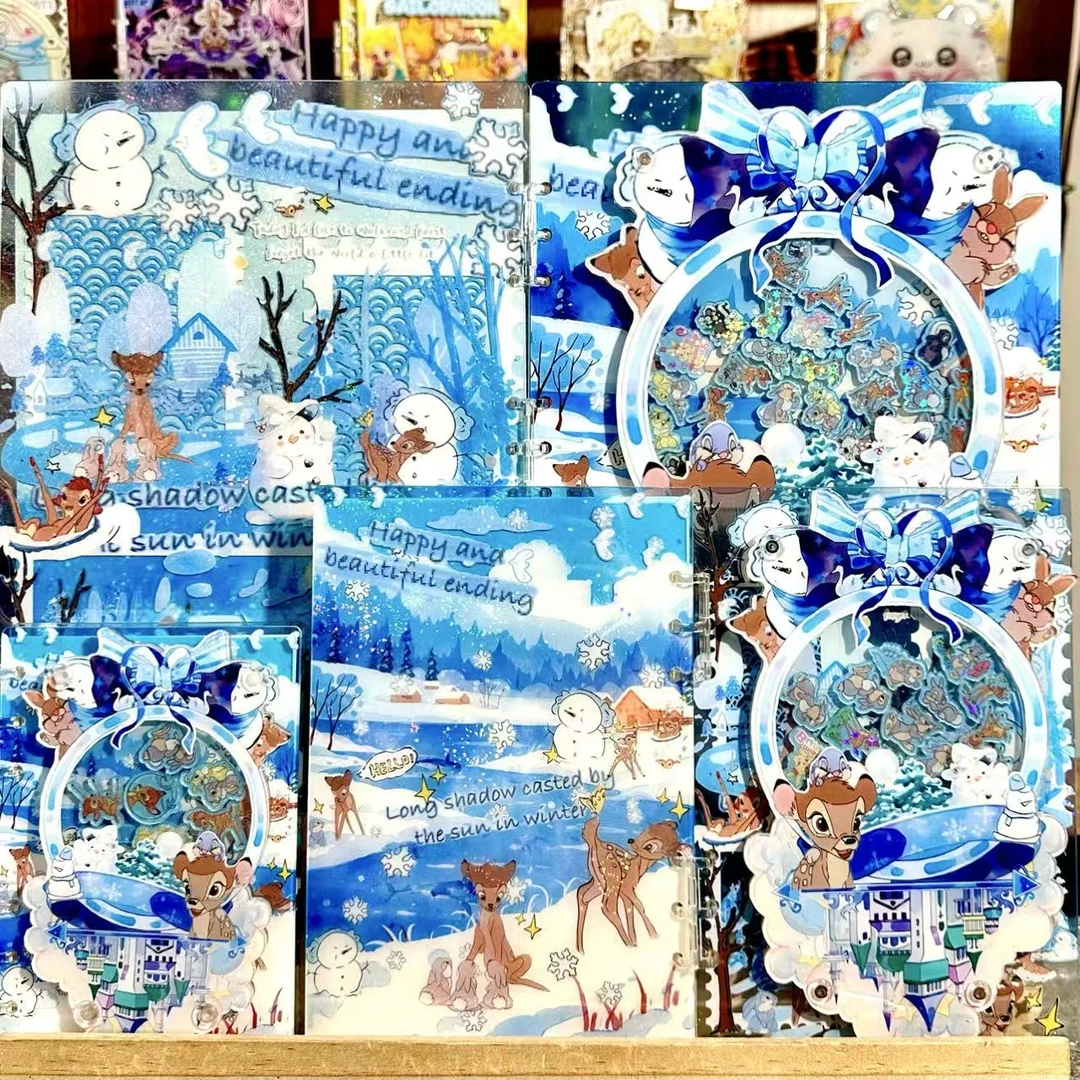 （异形小鹿斑比高定摇摇本套餐）活页本手工DIY收纳盒亚克力