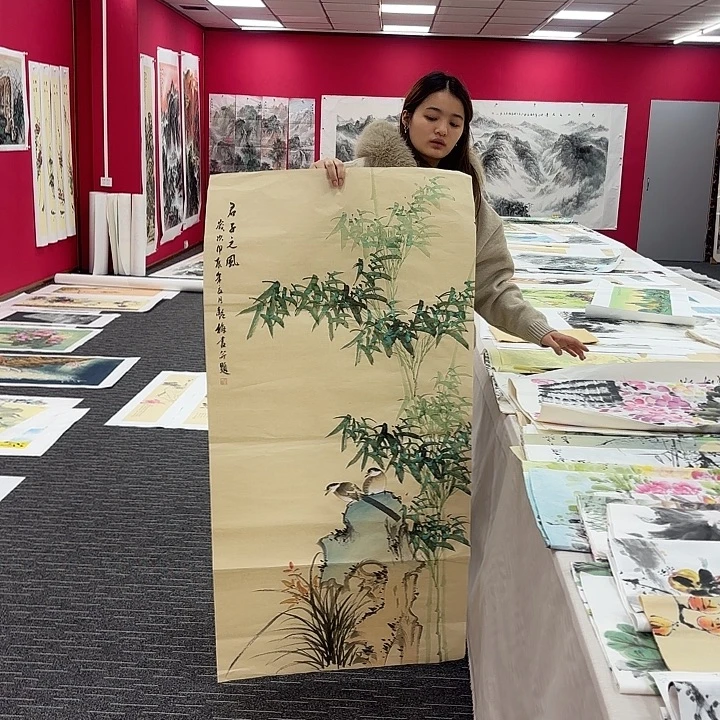 国画绿竹图画作品