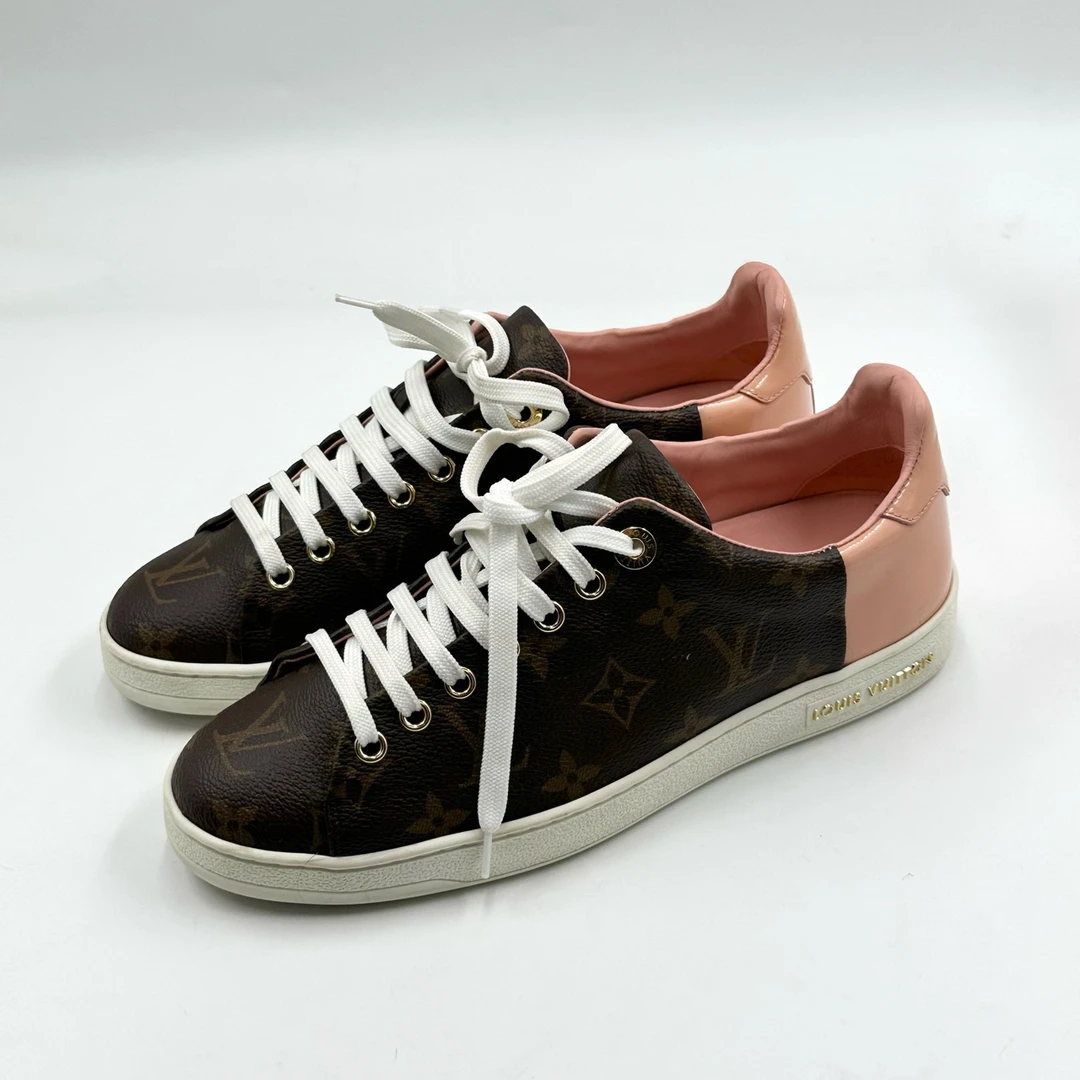 99新 LouisVuitton/路易威登 38码/棕色老花满印板鞋/05935