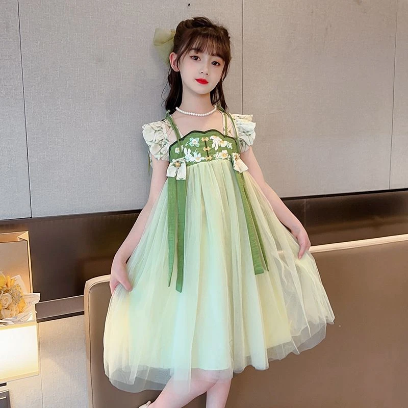 女童汉服连衣裙夏装2024新款儿童洋气古风裙子女孩大童夏季公主裙