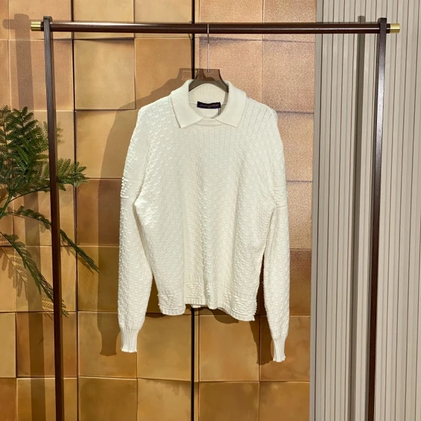 Louis Vuitton lv 23fw棋盘格针织衫翻领毛衣/s码/全新带吊/23924