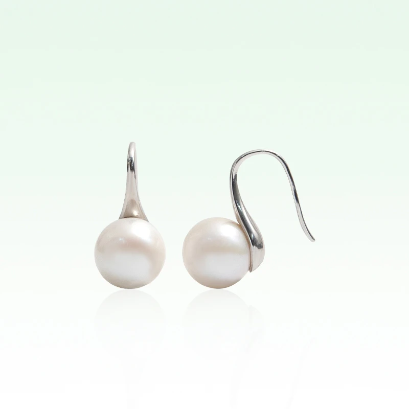 礼兰珠宝  S925银淡水珍珠耳钩11-12mm