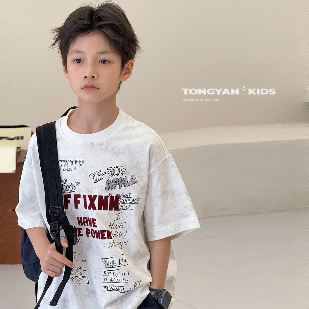 男童短袖T恤夏装自制潮童穿搭个性五分袖儿童潮流半袖上衣TY03000