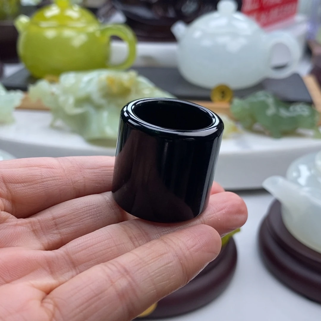 岫玉未镶嵌四大名玉扳指23直径