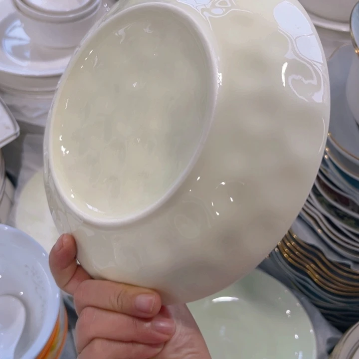 瓷片八寸深盘四个微瑕