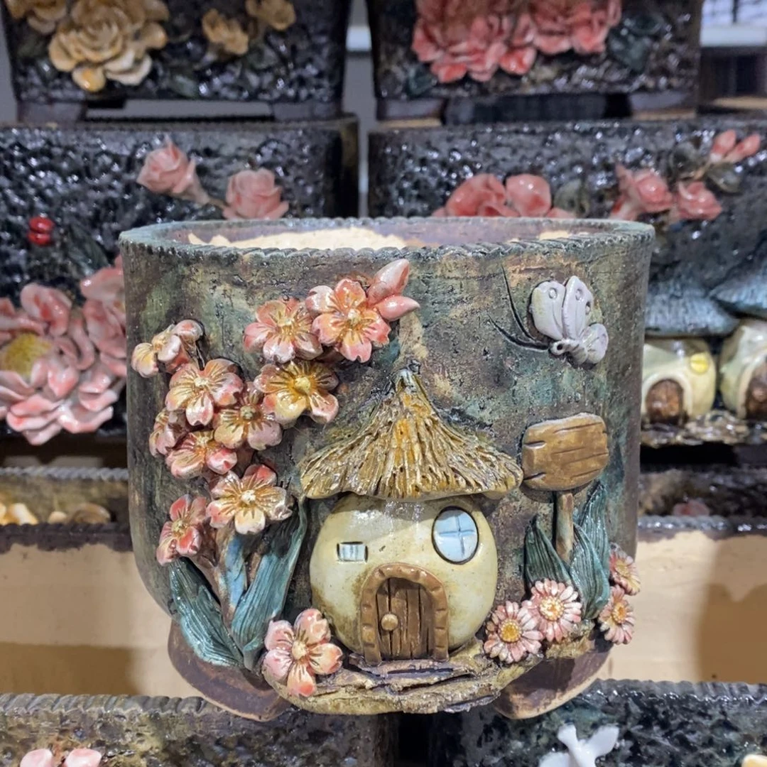 红陶青藤花器多肉花盆