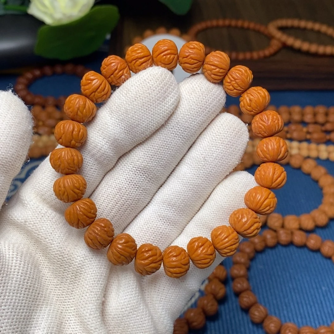 桃核手串11mm野生凤羽聚宝盆桃核手串