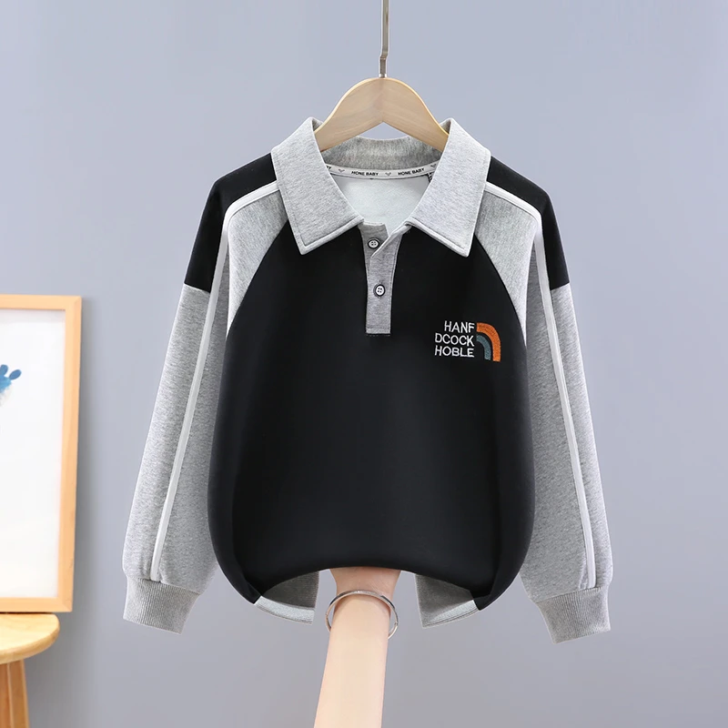 2025洋气拼接卫衣男童拼色休闲春秋装时尚中大童男孩长袖上衣童装
