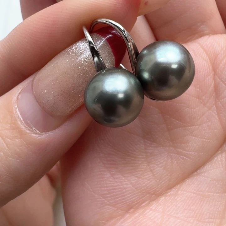 海水珍珠耳饰银S925镶嵌