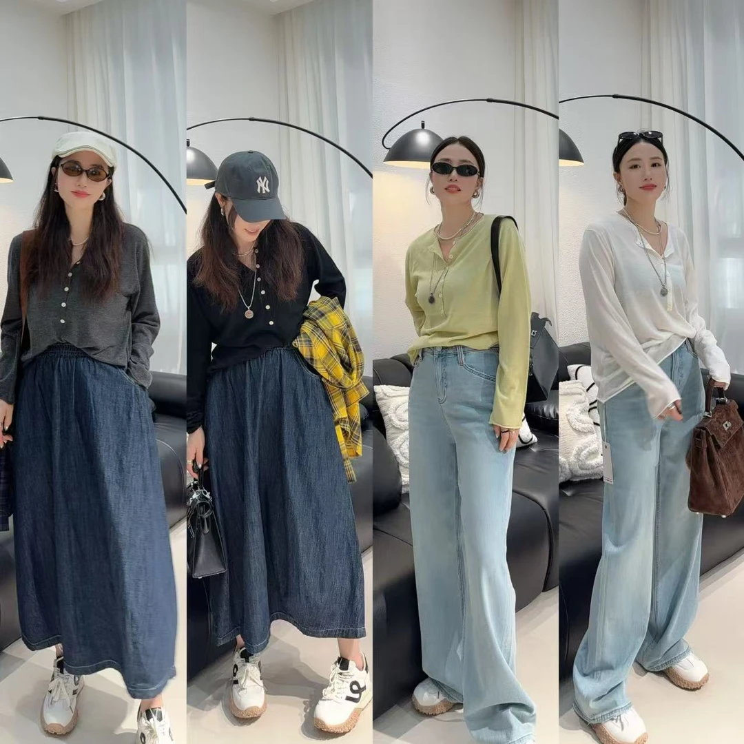 LIN -《长袖针织》扣子加宽加长薄款半开领修身显瘦打底衫上衣