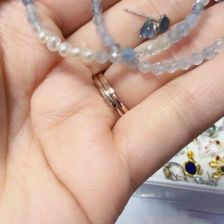 海蓝宝石颈饰银S925镶嵌两件