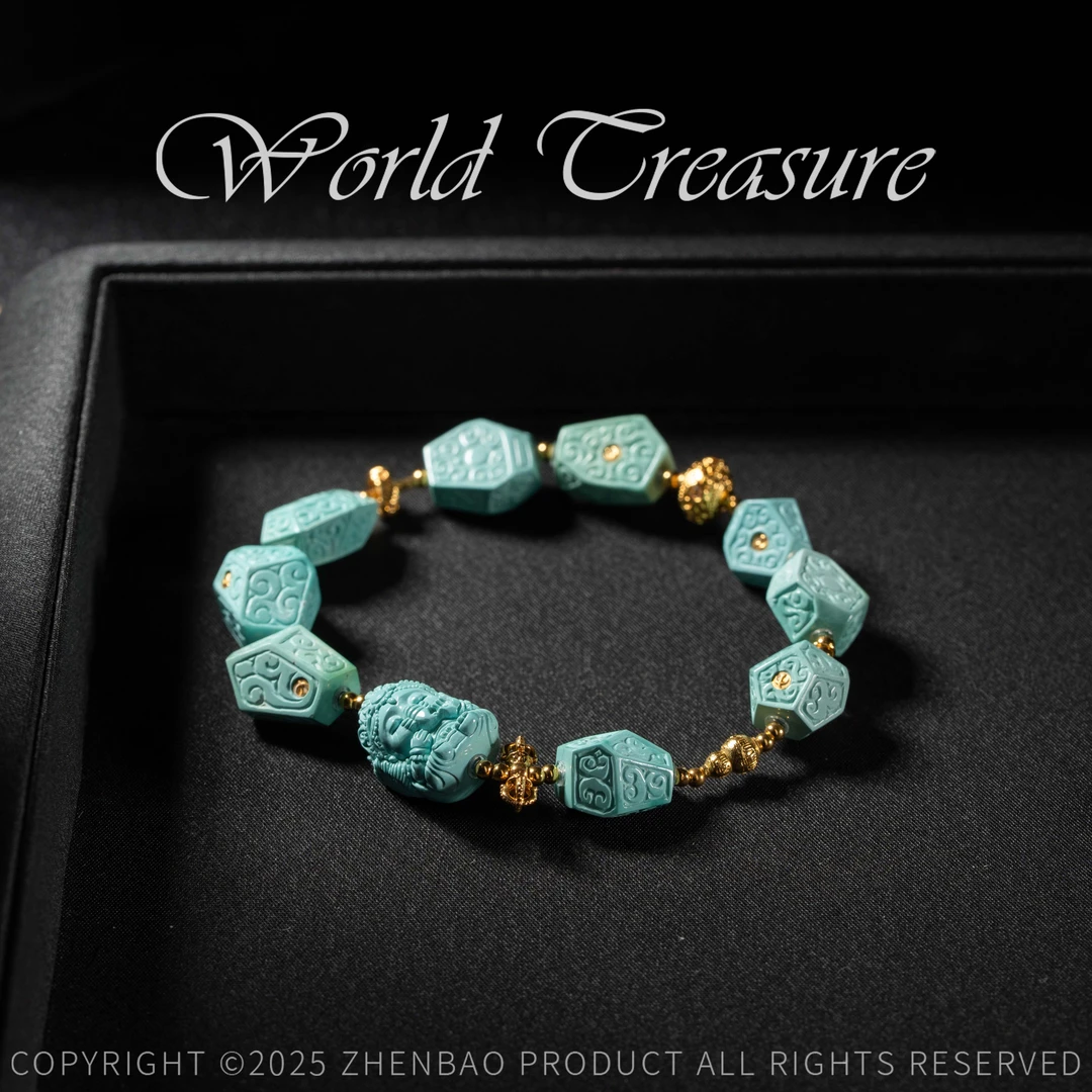 【世间臻宝】绿松无相回纹DIY手串/JS591/9-10m/16#/多样性发一件/1