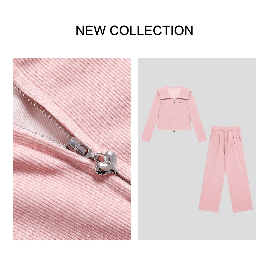 【龙哥专属】D1F36195B 春季粉色休闲外套+休闲裤套装 2332 2385