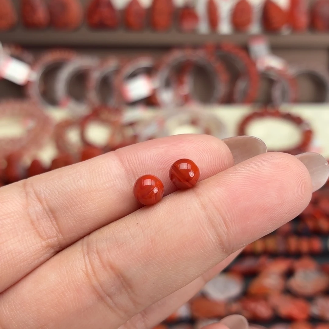 南红玛瑙未镶嵌颈饰5.9咪单珠一对