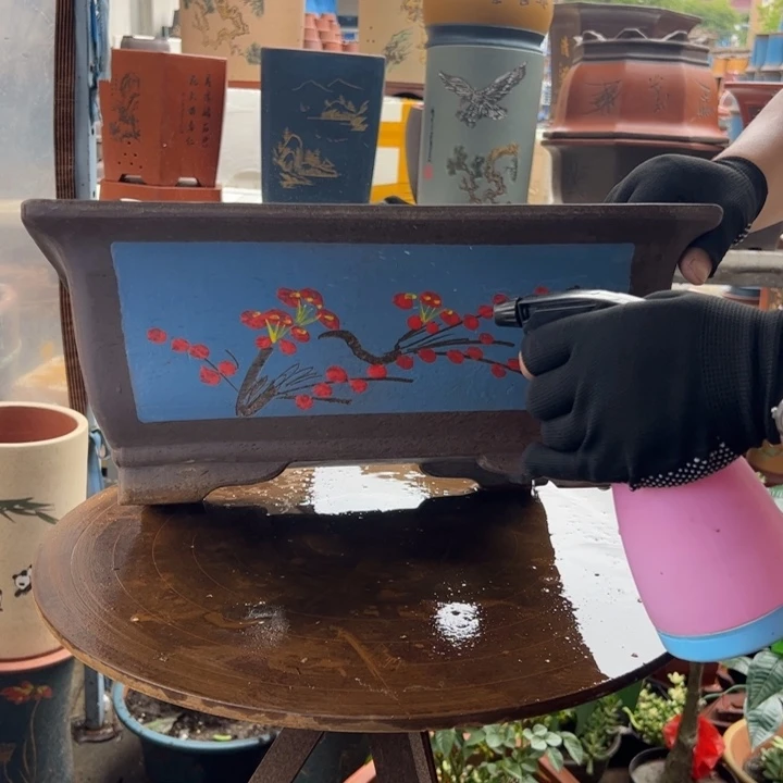 40蓝点彩马槽花盆花盆花盆