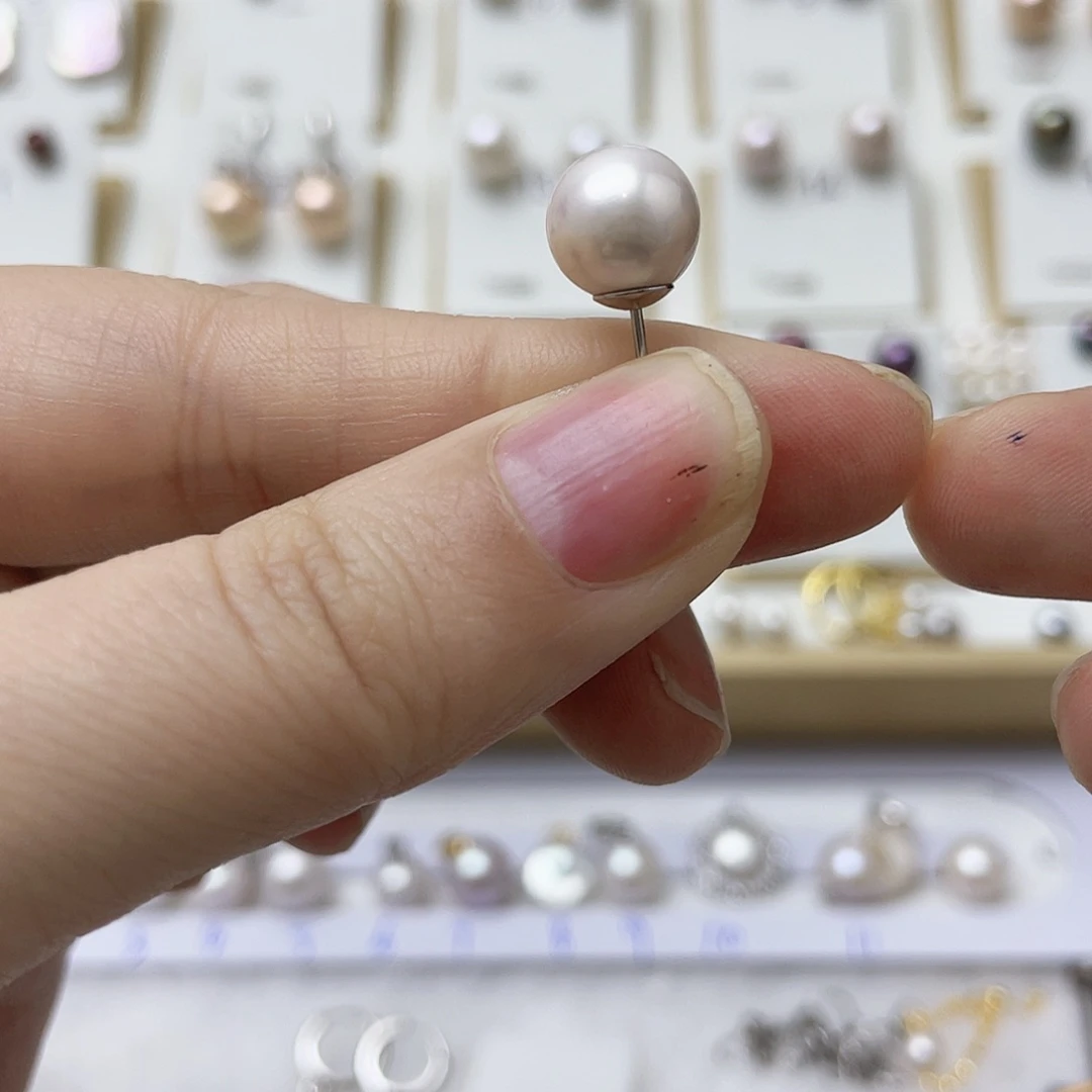 麻***喵银S925镶嵌淡水珍珠耳饰