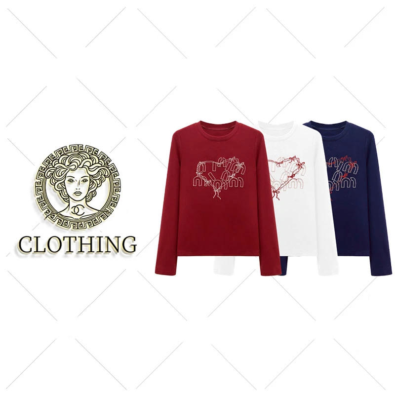 【CLOTHING/原创设计】68605#重工编织刺绣T恤2025秋冬百搭个性上衣