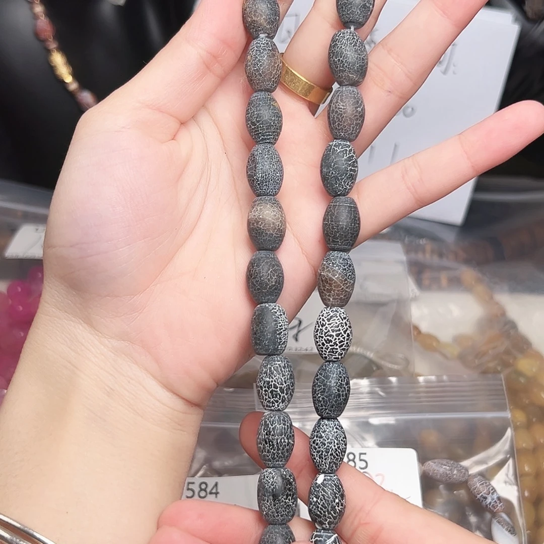 玛瑙/玉髓合金珠宝半成品u586 10m 药霜桶珠一条