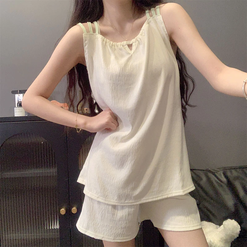 露背吊带睡衣女夏季2025爆款甜美纯欲风性感绵柔家居服两件套装薄