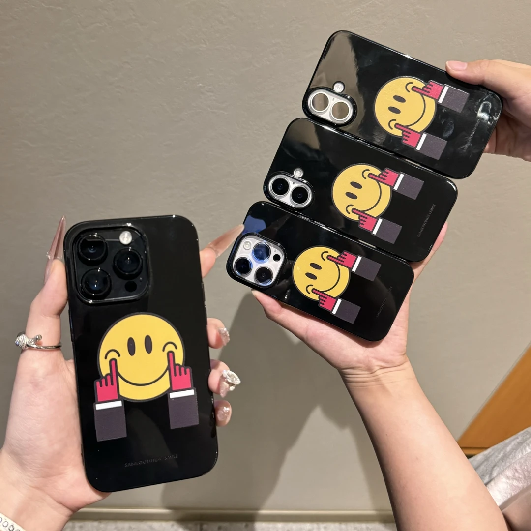 个性用力微笑亮面果冻适用苹果iPhone12/13/14/15手机壳防摔软壳