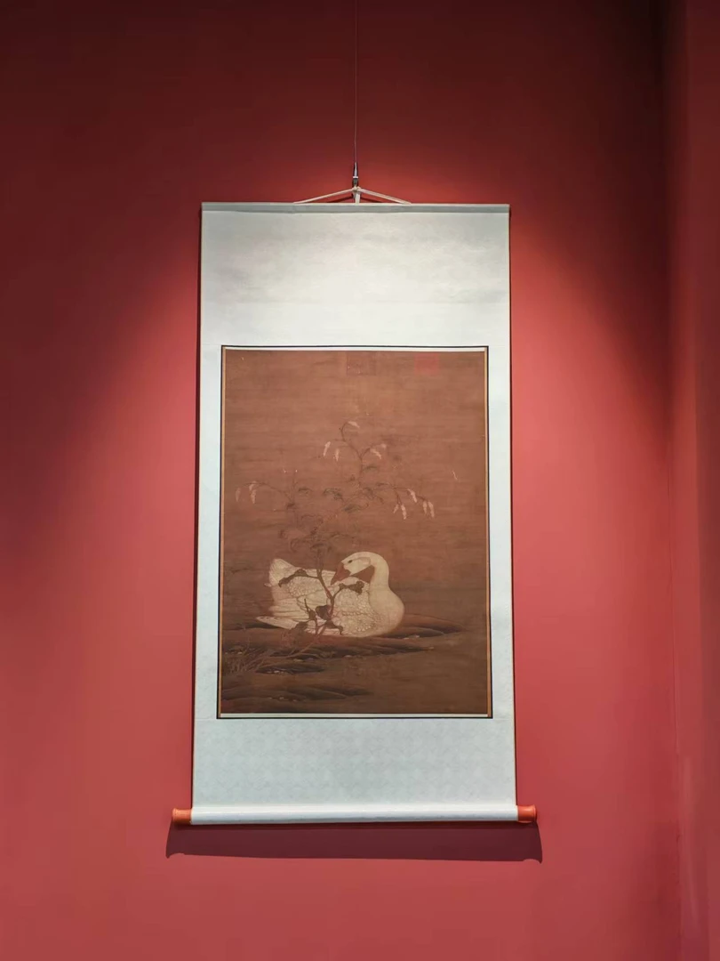 扶摇. 赵佶《红蓼白鹅》艺术微喷装饰画139*70