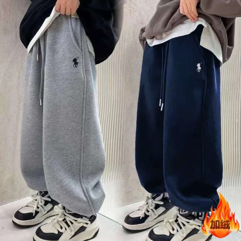 SY【加绒】男女童裤新款冬季儿童刺绣卫裤休闲中大童运动裤童装潮童