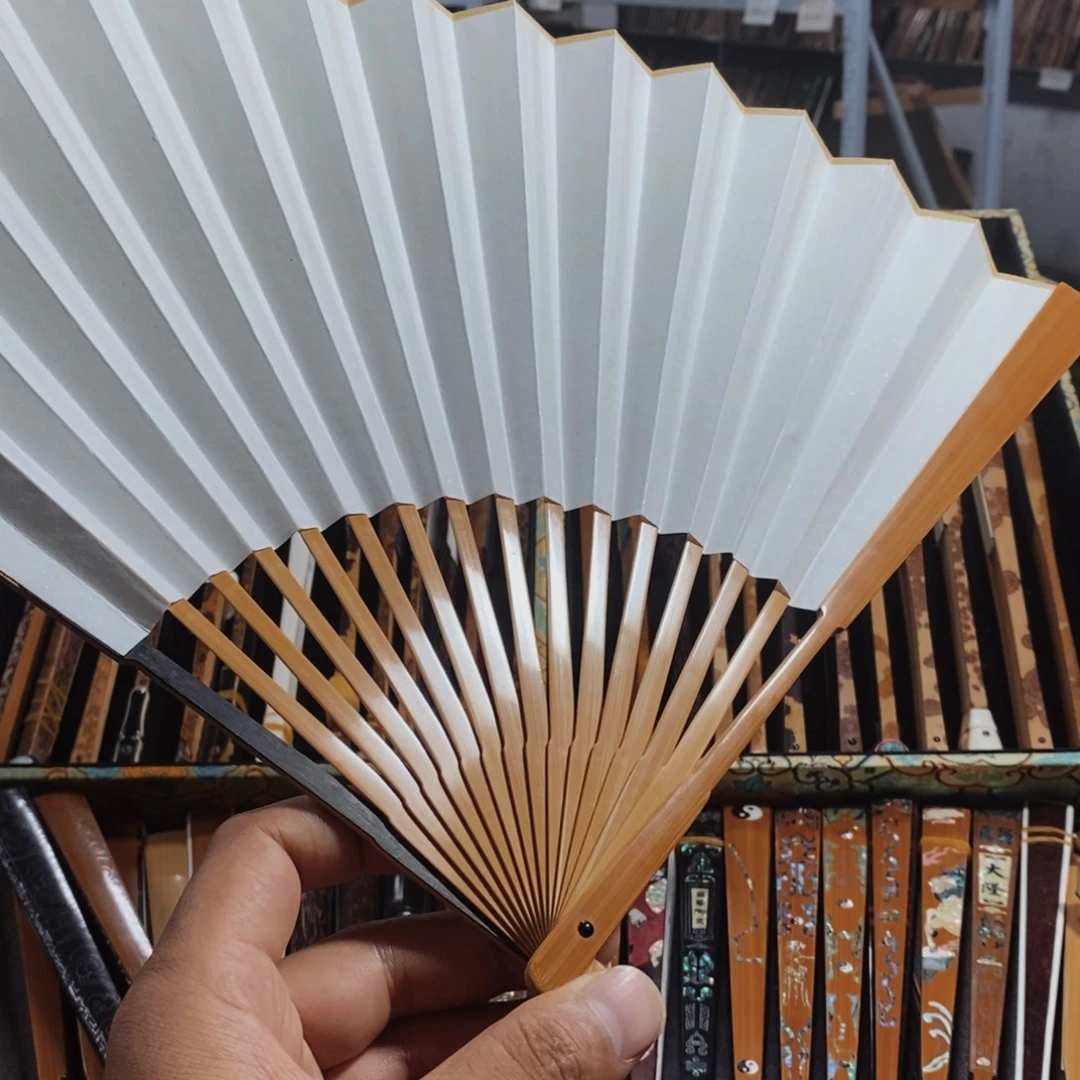 扇子半老合青纯手工