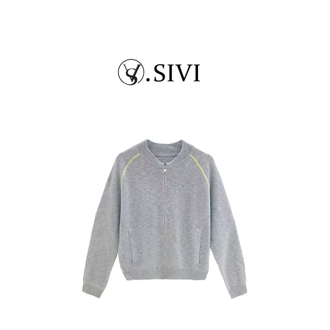 熙薇【极昼之夜】2025早春新款竹节麻毛衣开衫外套H1026