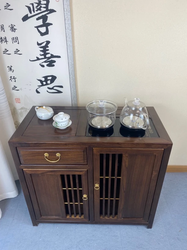 5北方老榆木新中式茶水柜可移动简约型家用办公室烧水客厅