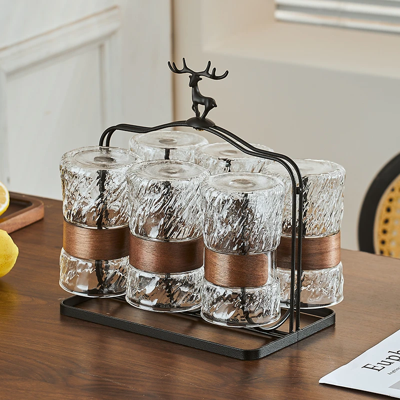 轻奢高档玻璃杯套装家用客厅待客茶杯喝水杯大容量耐热冷水壶杯具