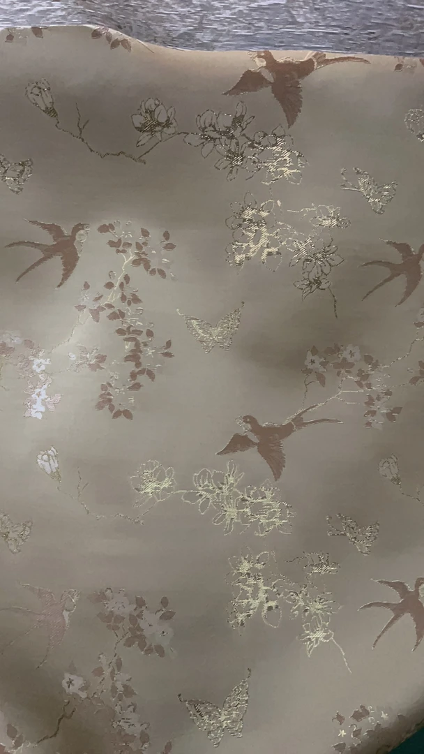 2025新款燕归来高支高密织锦缎织金服装面料