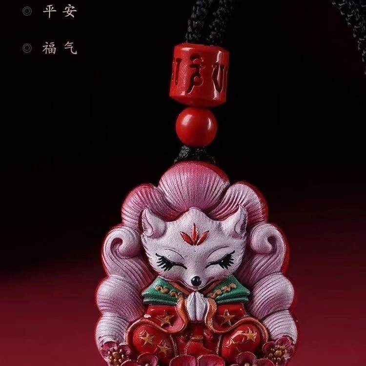 含辰砂工艺品红砂彩绘《九姑娘》吊坠  SL