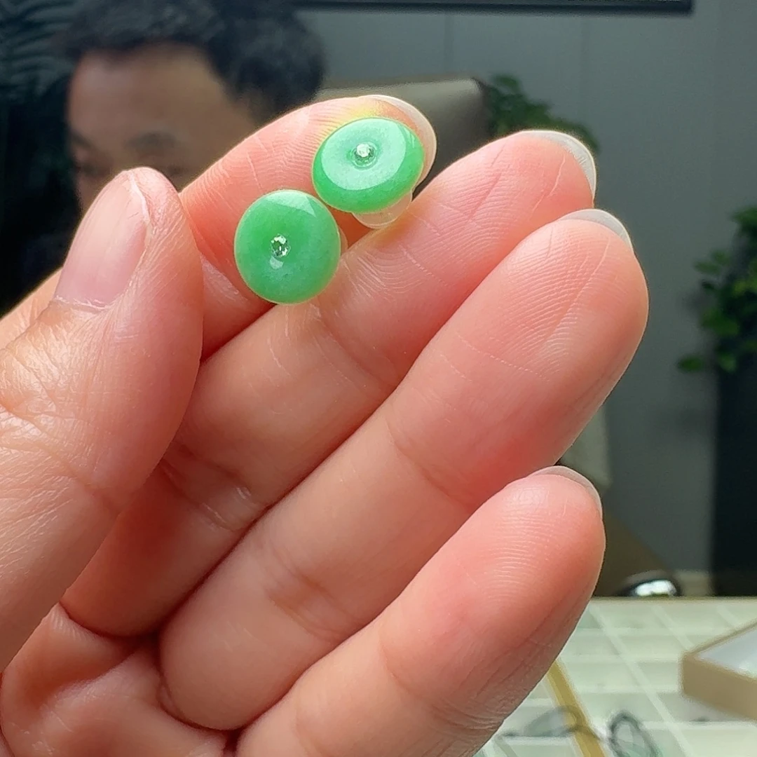 翡翠18K金镶嵌耳饰多样性发货其一