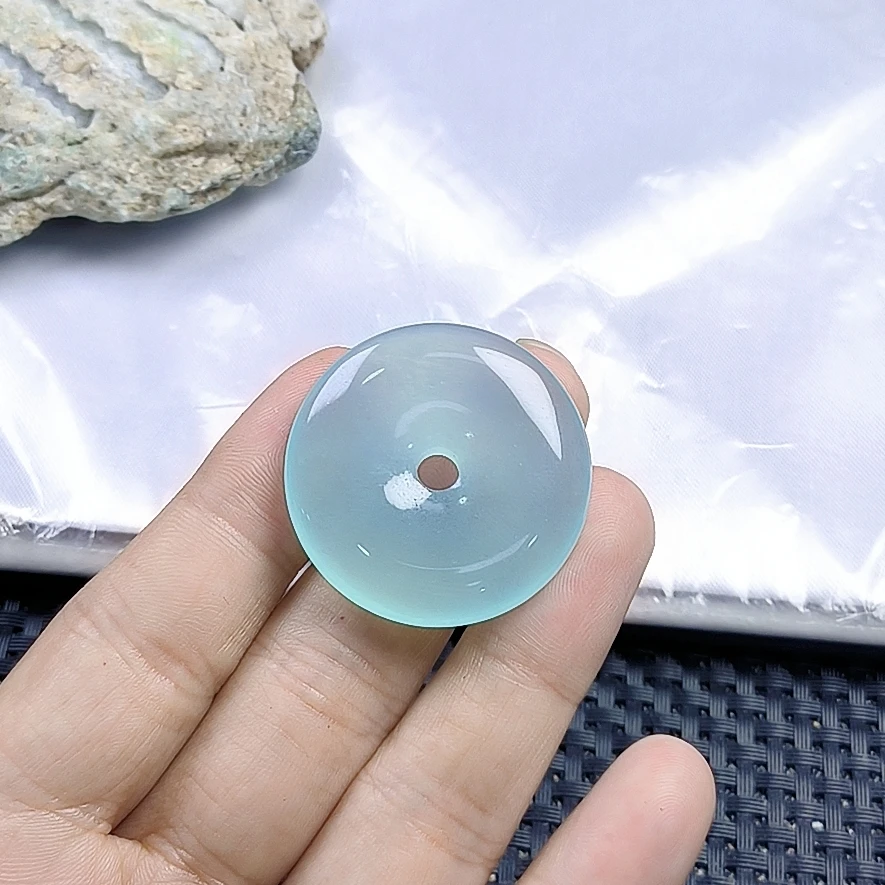 （聚宝严选）D213蓝系冰油青平安扣吊坠妈妈款精致精美百搭时尚