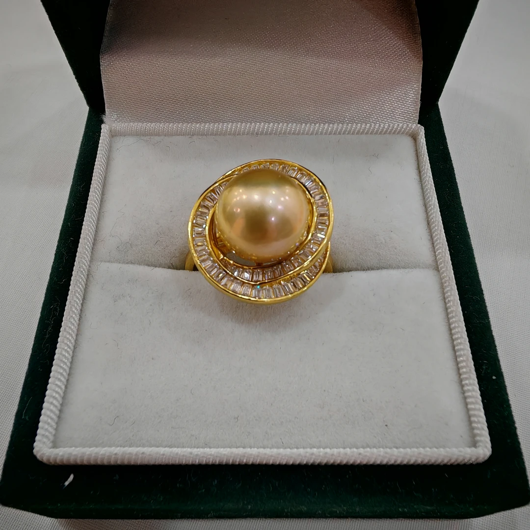 925银戒指 【飛梵匠造•优选】12-13mm金色经典开口可调节戒指A10