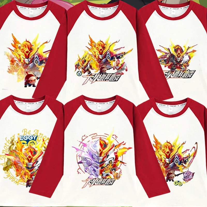 纯棉联名蛋仔派对天火麒麟机甲儿童拼接长袖春秋季男女童上衣潮