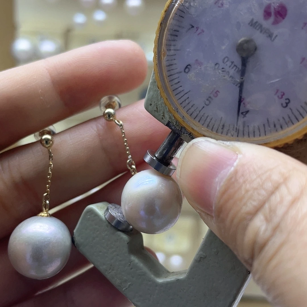 耳饰银S925镶嵌淡水珍珠