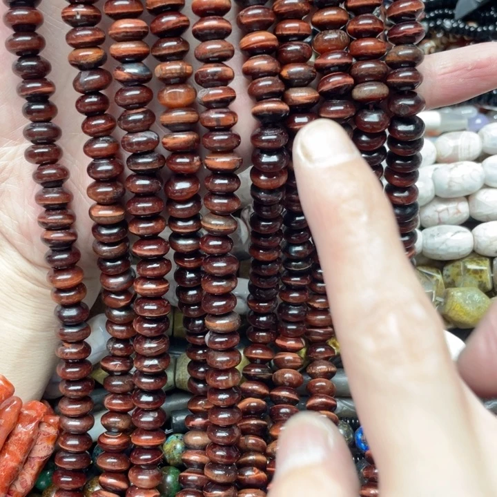 玛瑙/玉髓合金珠宝半成品一条10mm红虎算盘